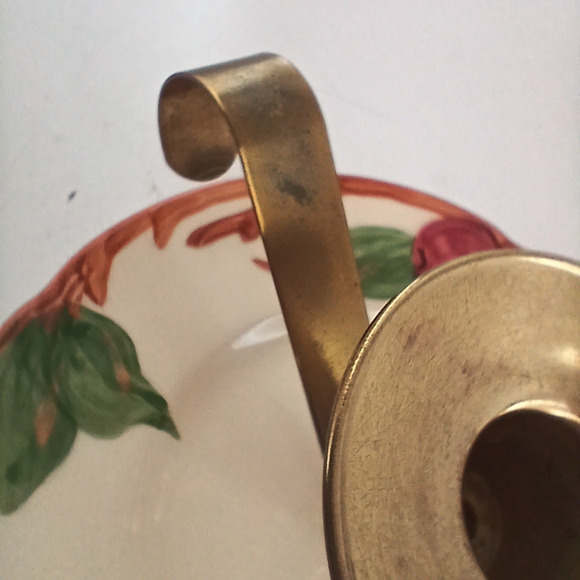 Vintage Franciscan Apple Brass Candle Holders – Hand Painted Ceramic Set of 2 - Picture 7 of 10